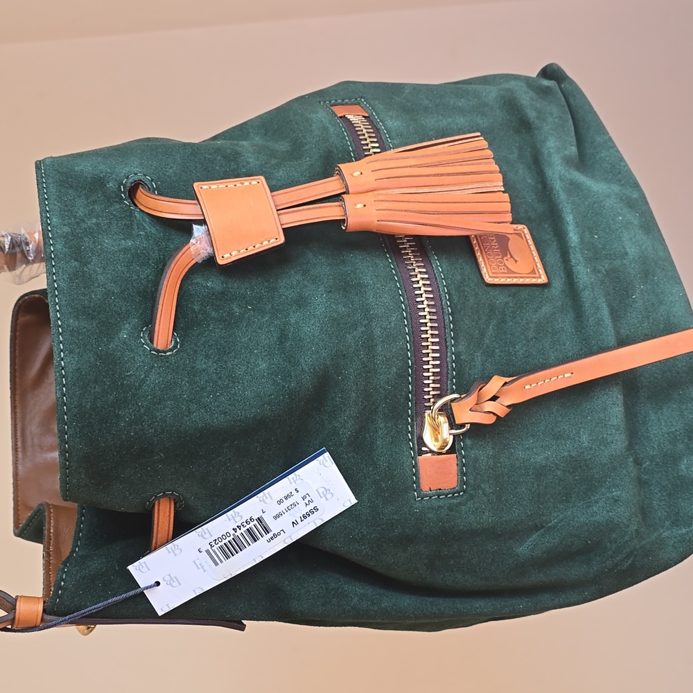 Dooney & Bourke Green Suede Bucket Bag - Picture 14 of 16
